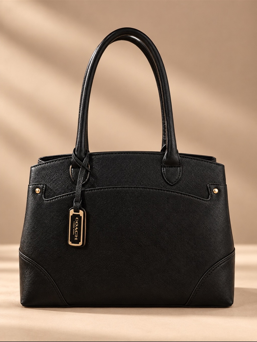 London Fog Saffiano Leather Handbag in Black